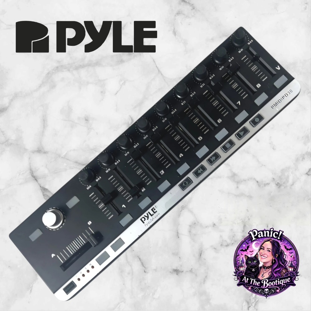 Pyle MIDI Controller PMIDIPD30 USB Black Silver 9 Faders 9 Knobs DJ Mixer Gear